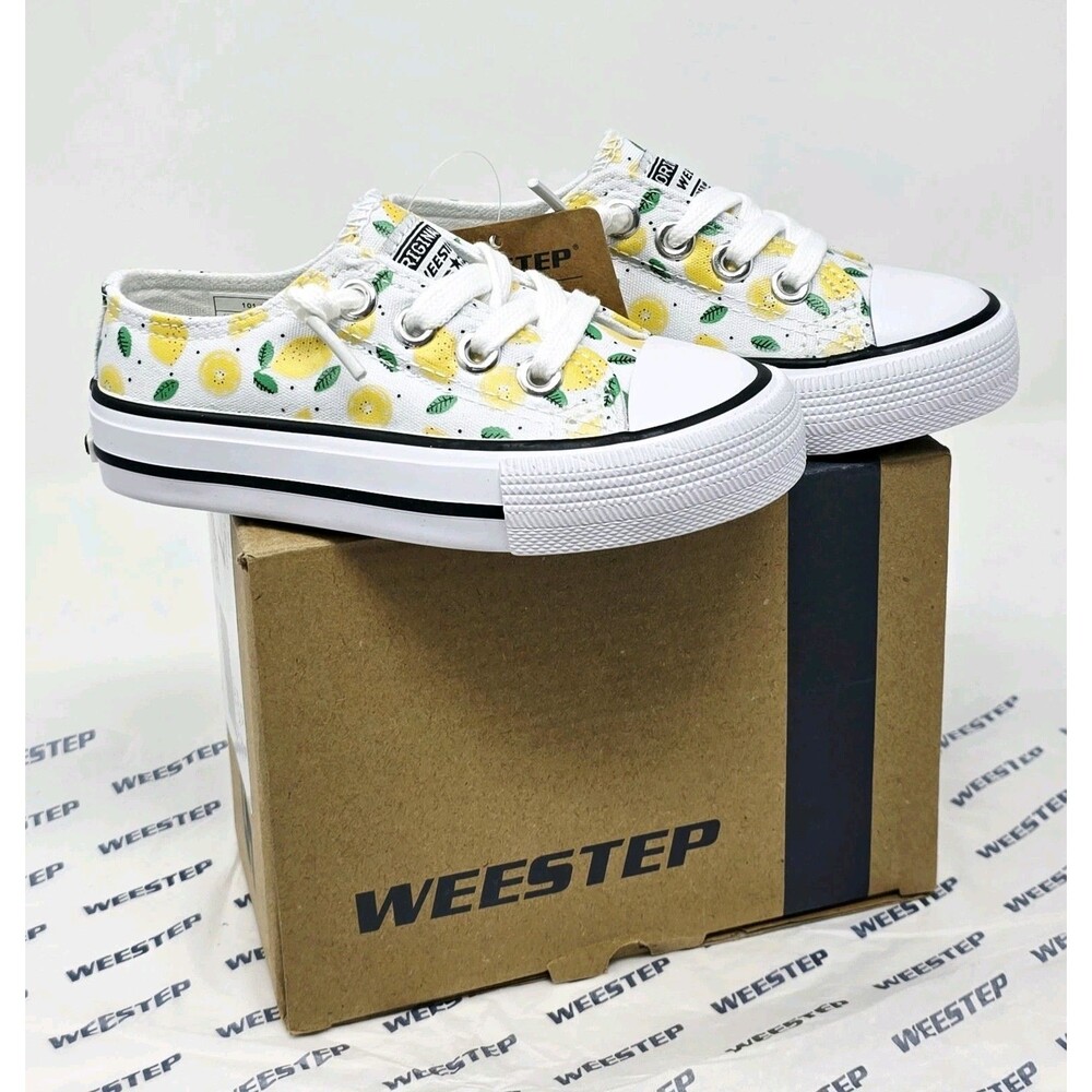 Weestep Toddler Lemon Print Low Top Canvas Sneakers Size 7